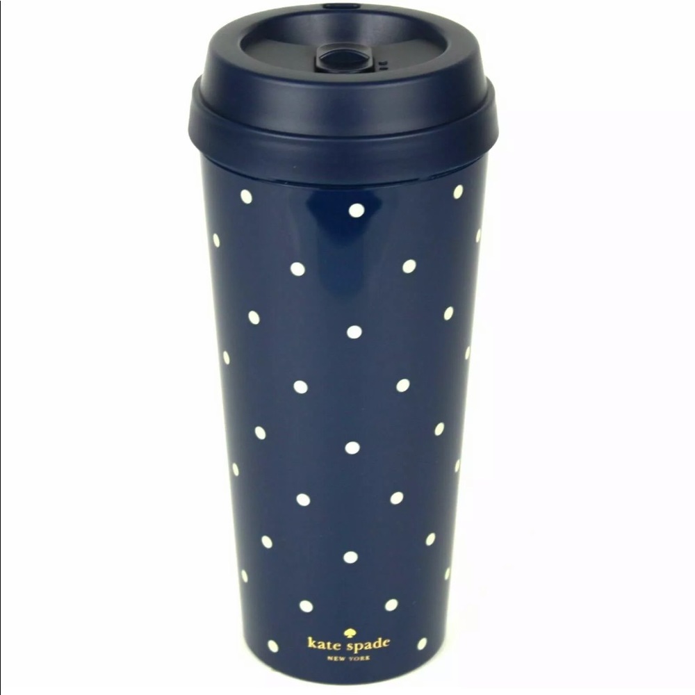 🎉 KATE SPADE Navy Larabee Dot Thermal Mug - Picture 3 of 6